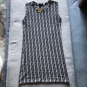 Auth FENDI Vintage Zucca Knee Length One Piece Dress #42